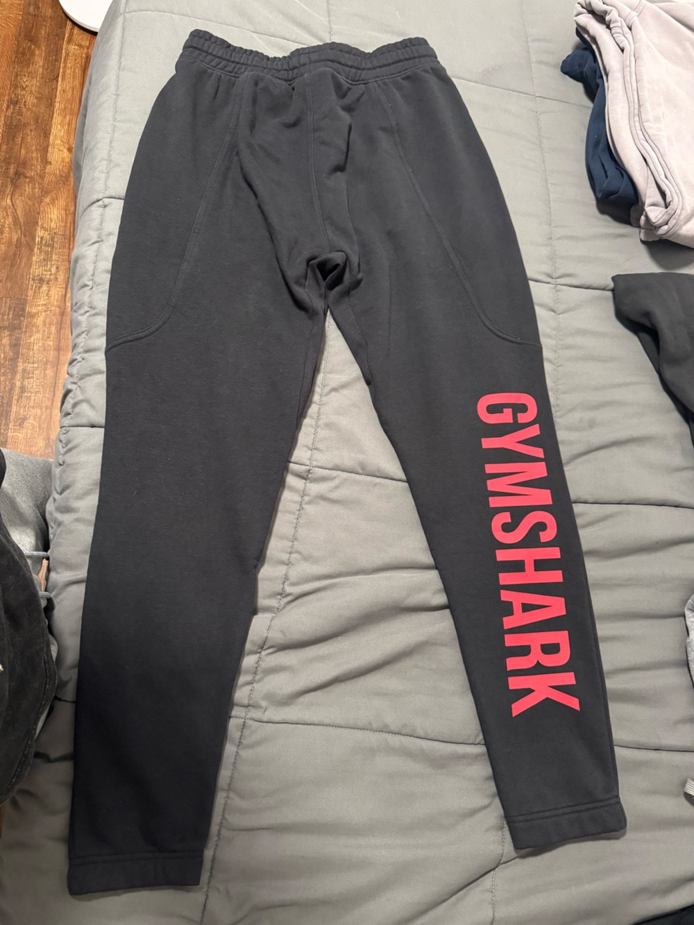 Gymshark Men's Black Joggers with Red Logo